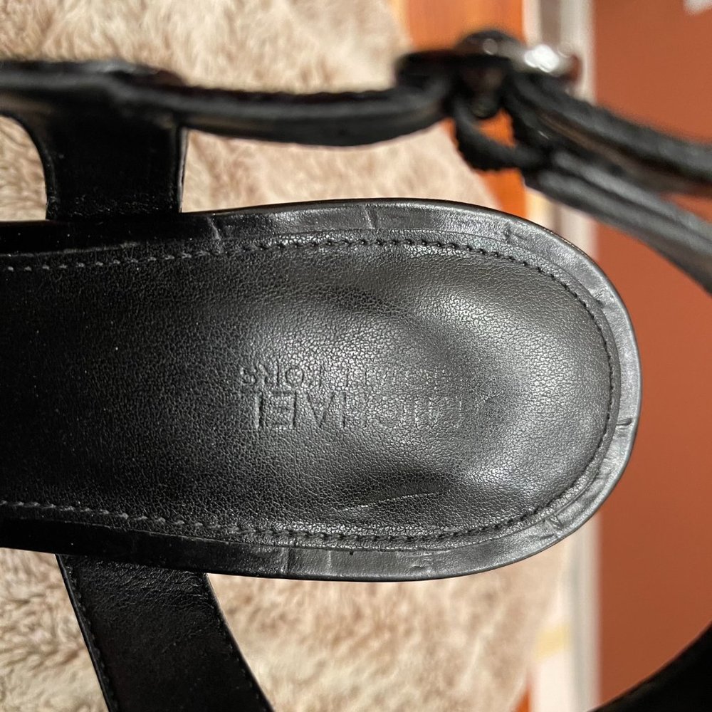 Michael Kors Audrina Black Embossed Leather Slingback Platform Sandals -Size 8.5 - Picture 4 of 8
